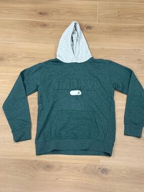 Jordan Men's Teal Crewneck Hoodie with Light Gray Hood